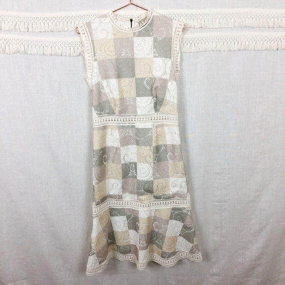 white patchwork lace dress